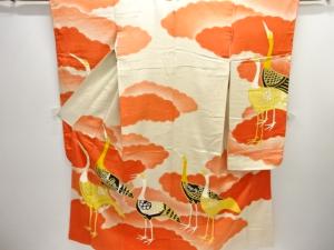 大正ロマン　鶴模様刺繍一つ紋振袖